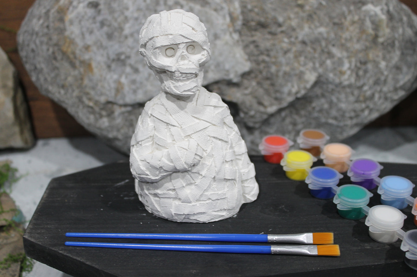 Cursed Relic Mummy raw plaster mold and paints