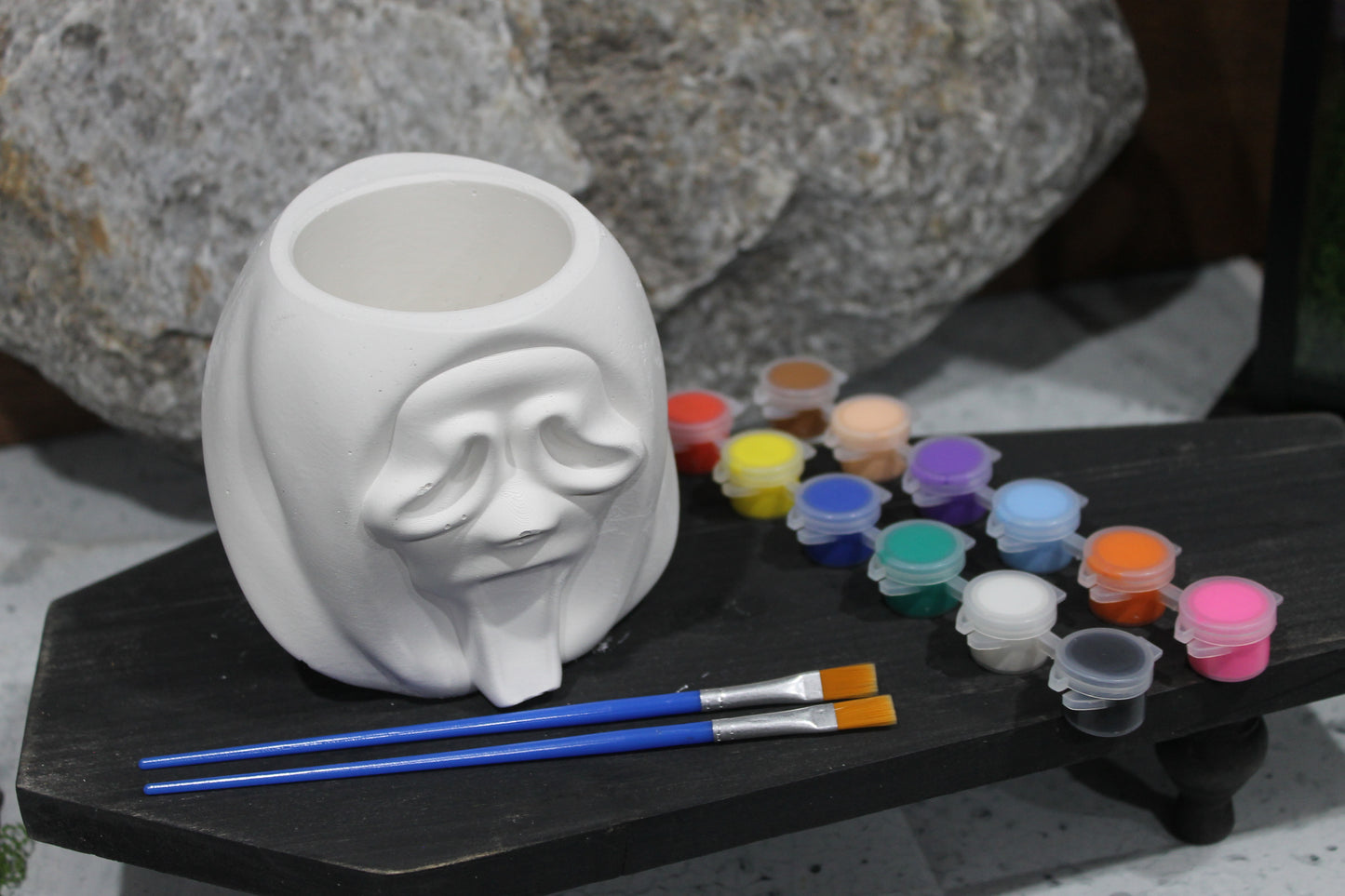 Ghost Face plaster mold planter