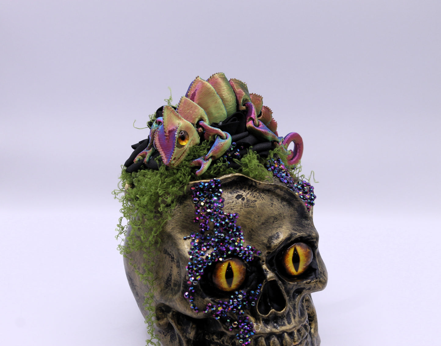 Gilded Reptilian Gold Skull Decor