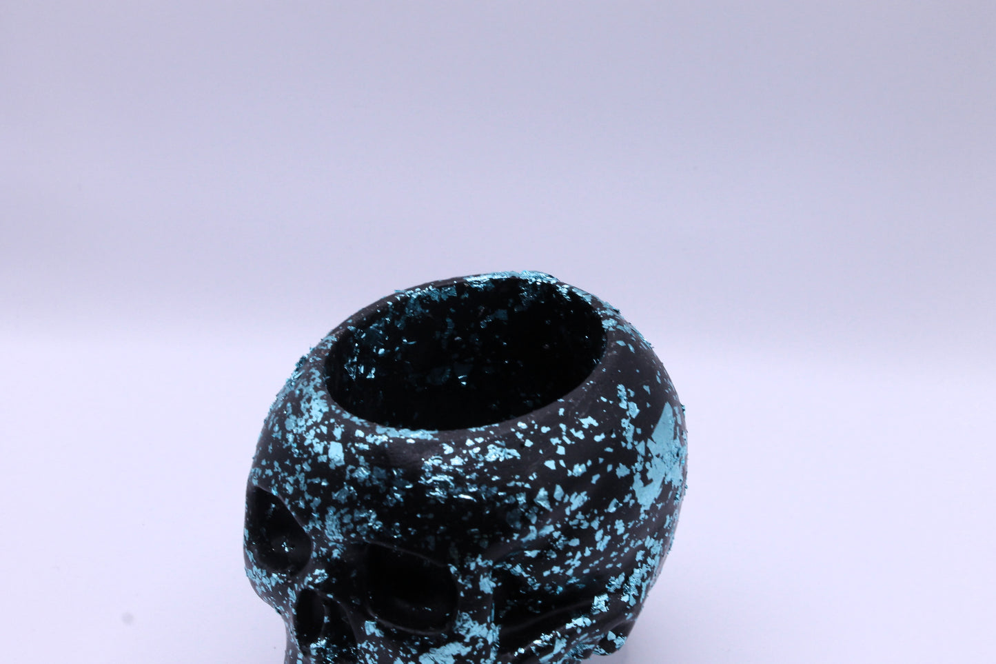 Blue and black skull planter