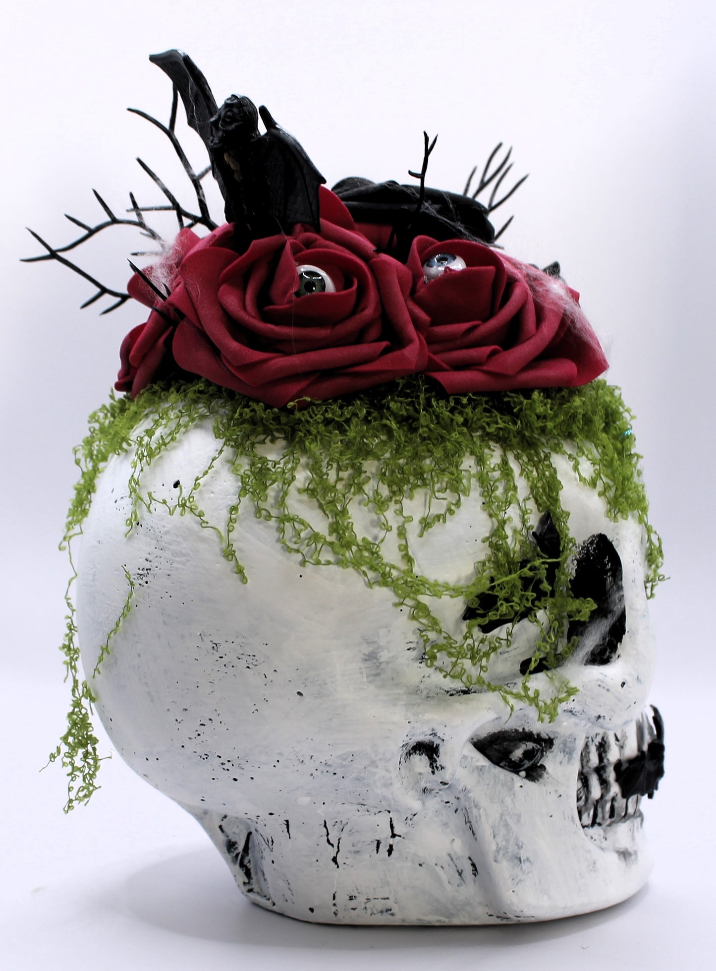 Bat Flower spooky Skull Decor