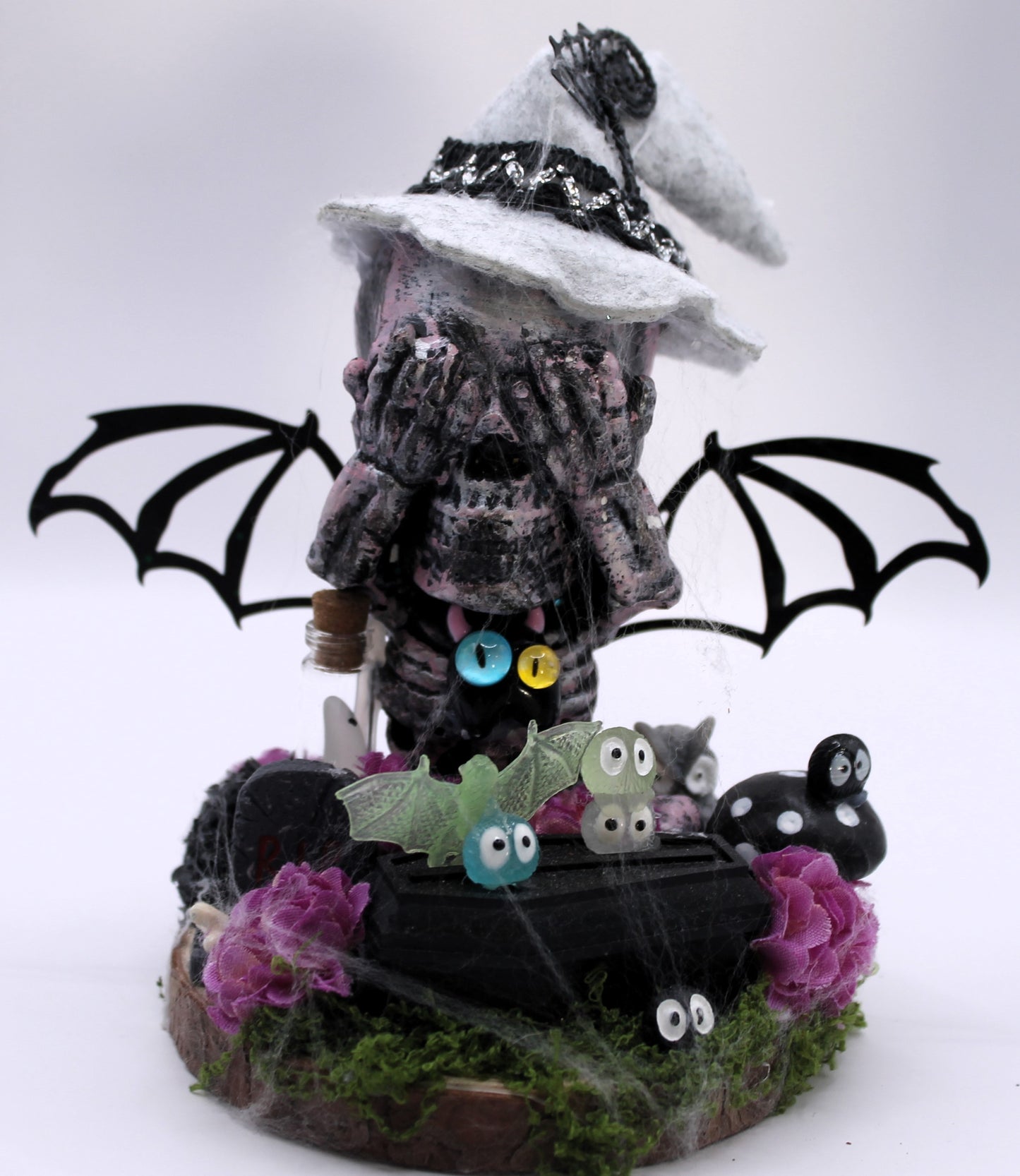 See No Evil Bat Witch Skeleton Decor