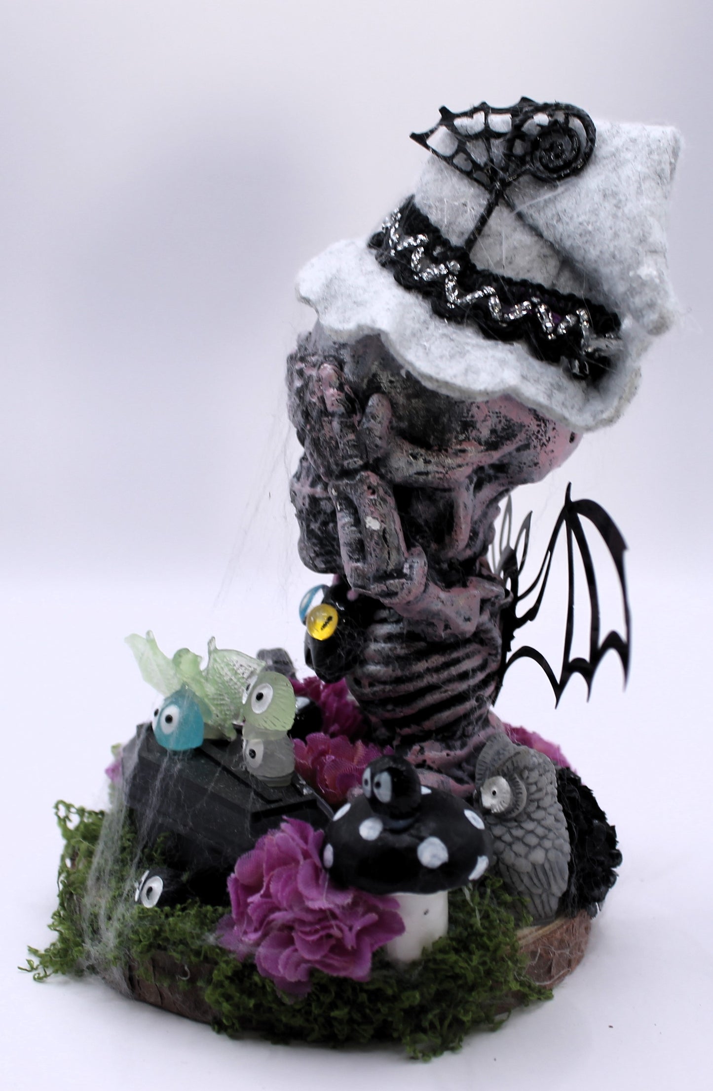 See No Evil Bat Witch Skeleton Decor
