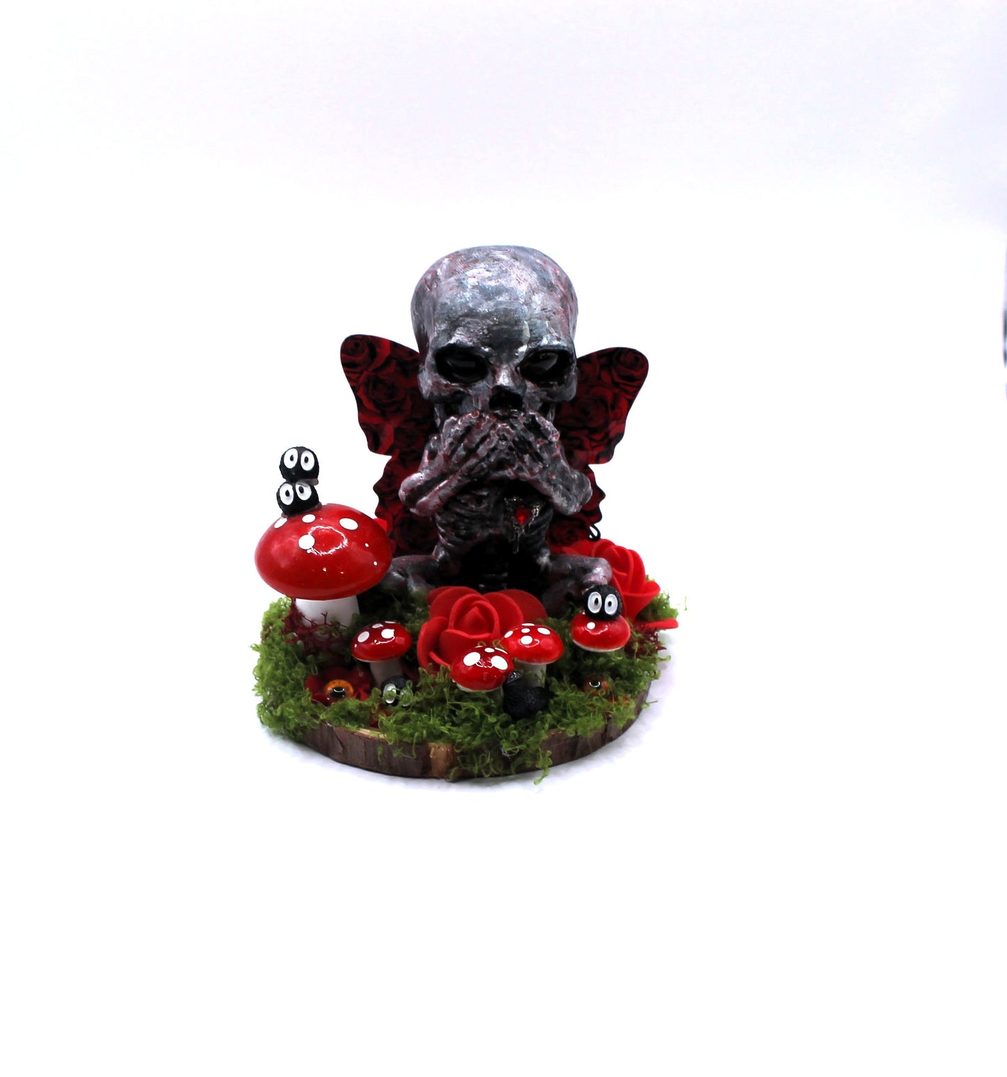 Red Speak No Evil Fae Skeleton Decor