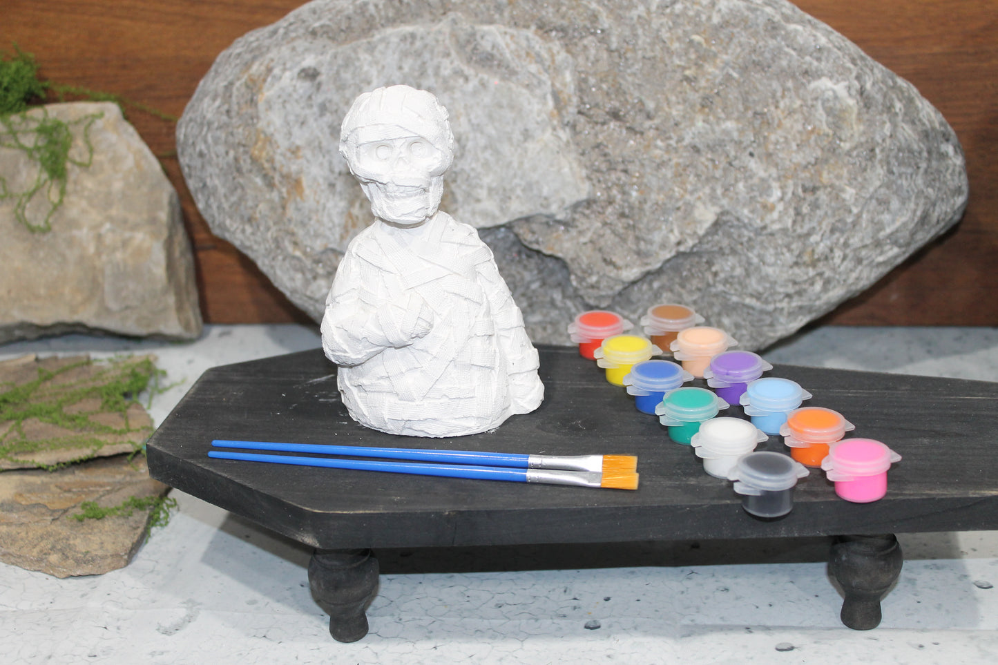 Cursed Relic Mummy raw plaster mold and paints