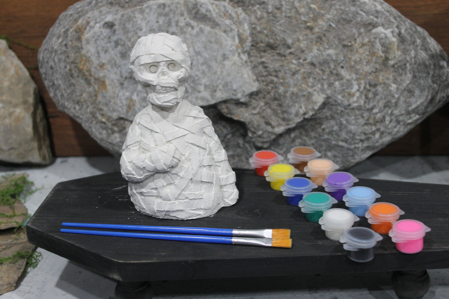 Cursed Relic Mummy raw plaster mold and paints