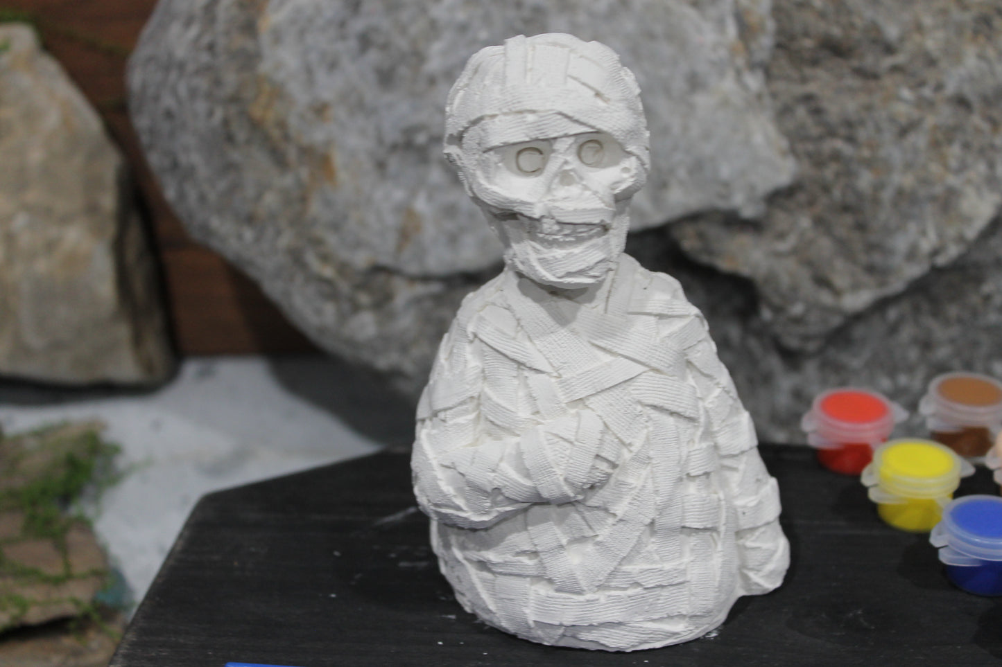 Cursed Relic Mummy raw plaster mold and paints