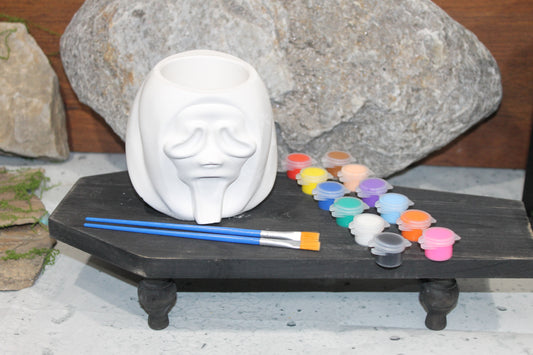 Ghost Face plaster mold planter
