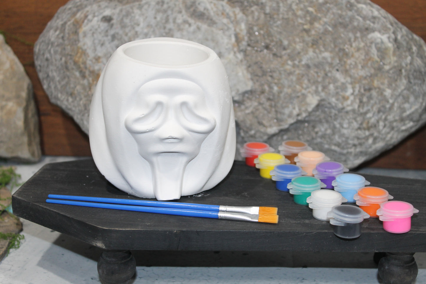 Ghost Face plaster mold planter