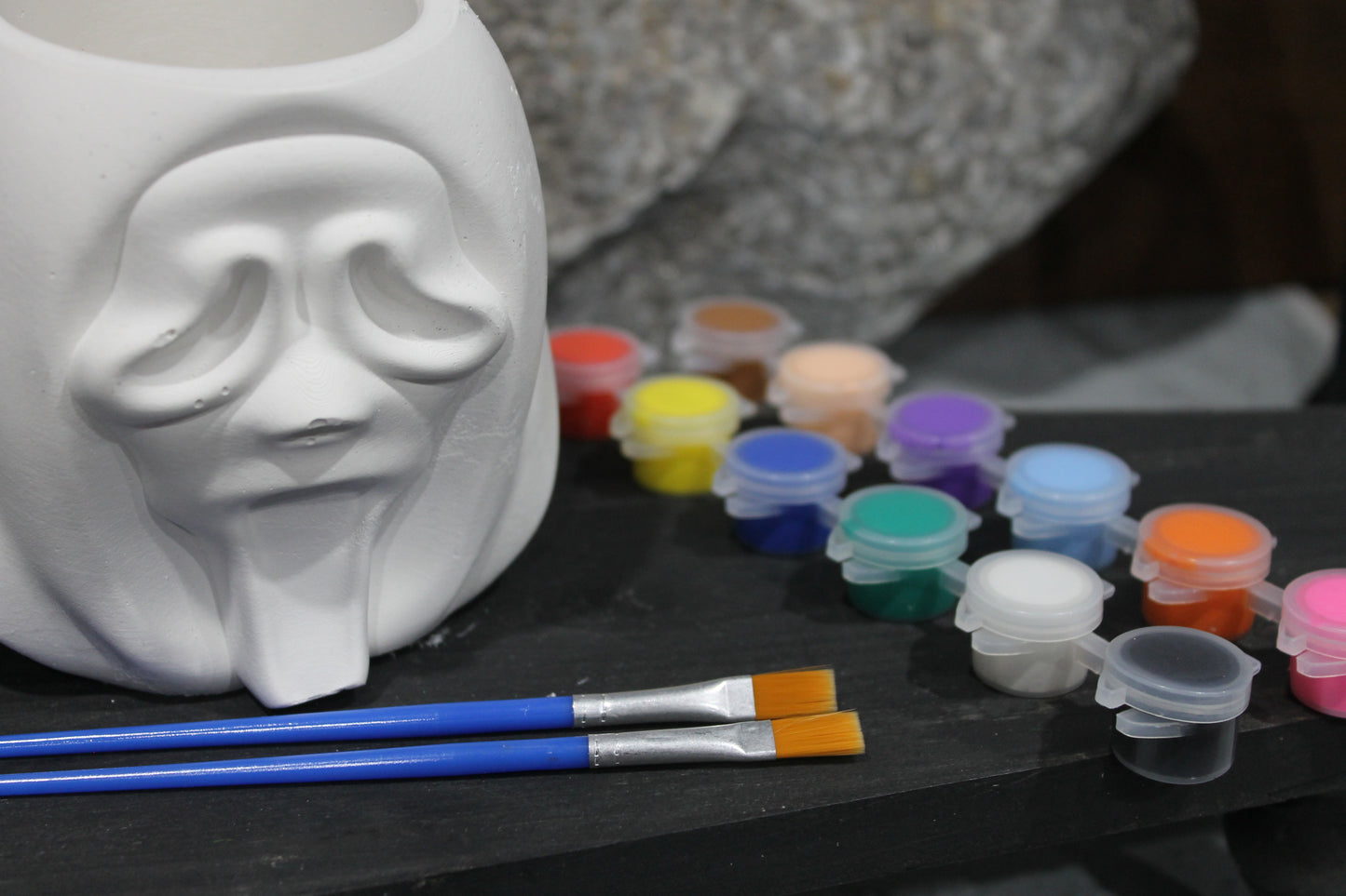 Ghost Face plaster mold planter