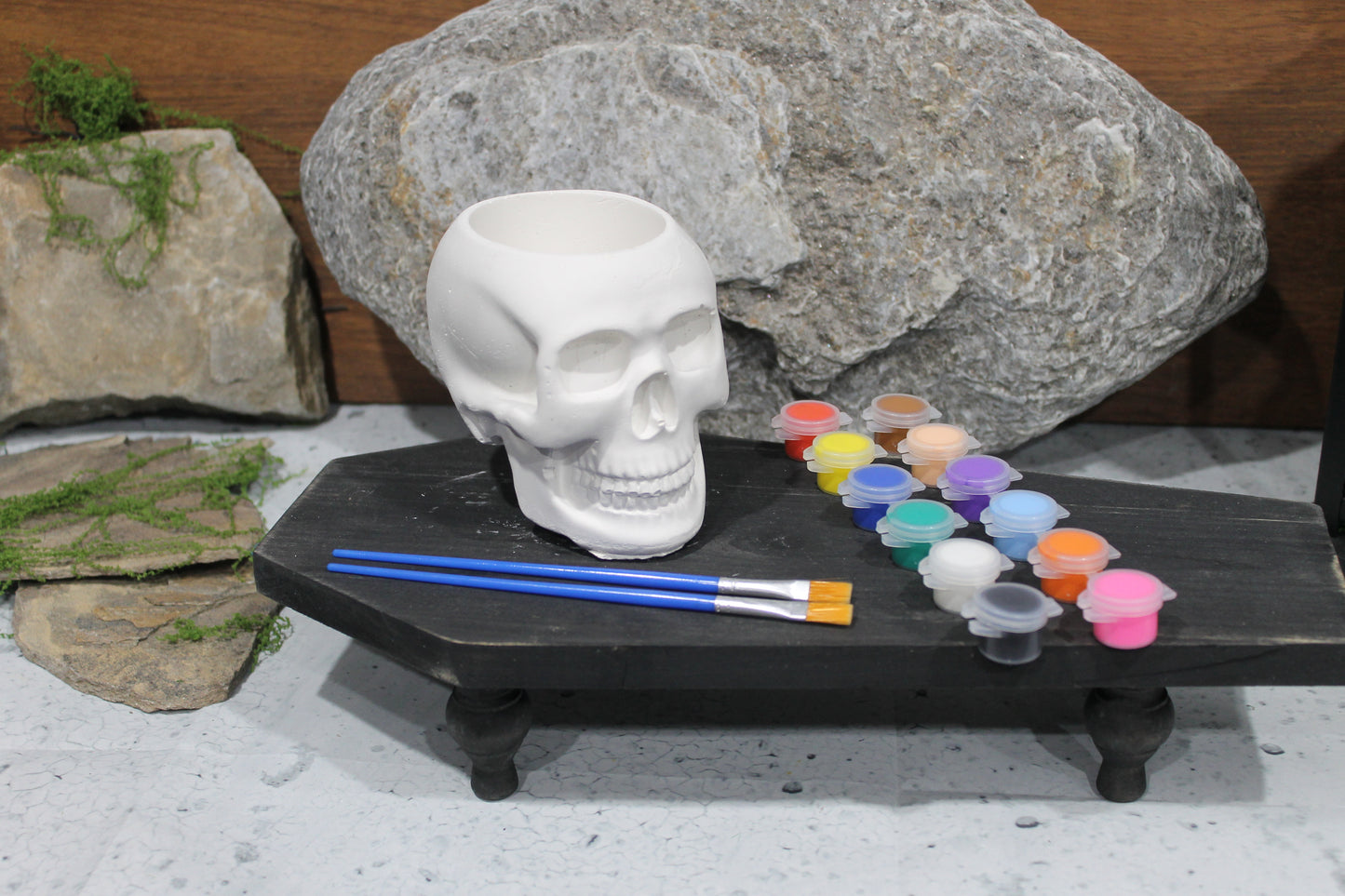 Bone Carve skull plaster planter mold