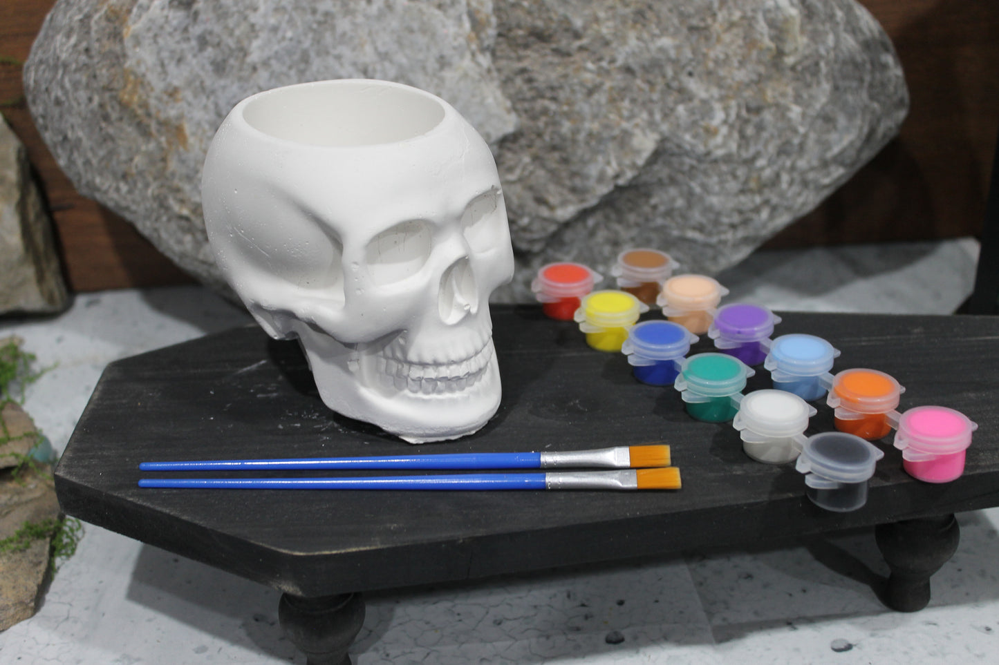Bone Carve skull plaster planter mold