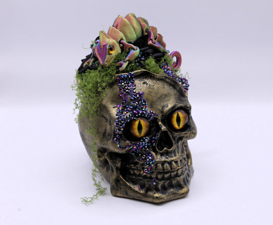 Gilded Reptilian Gold Skull Decor
