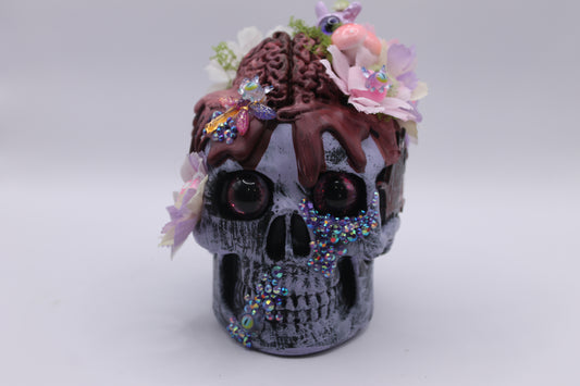 Petals & Gray Matter Skull Macabre Decor