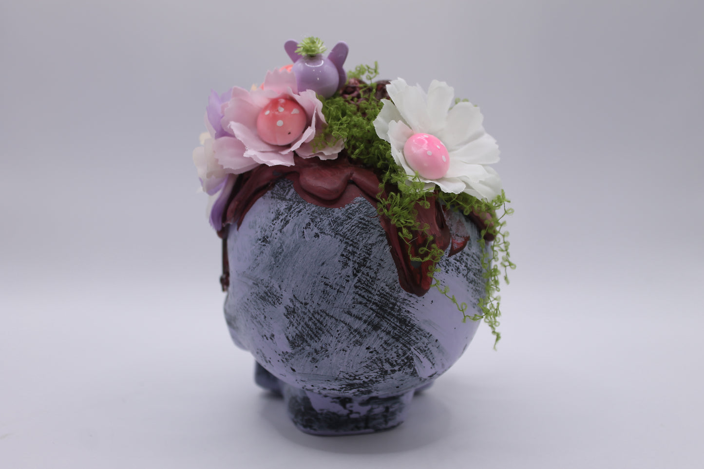 Petals & Gray Matter Skull Macabre Decor