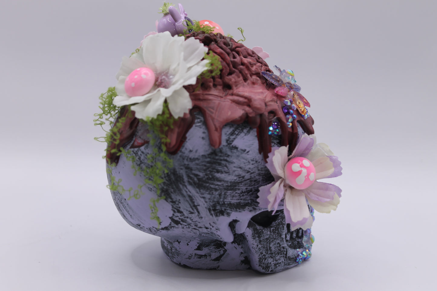 Petals & Gray Matter Skull Macabre Decor