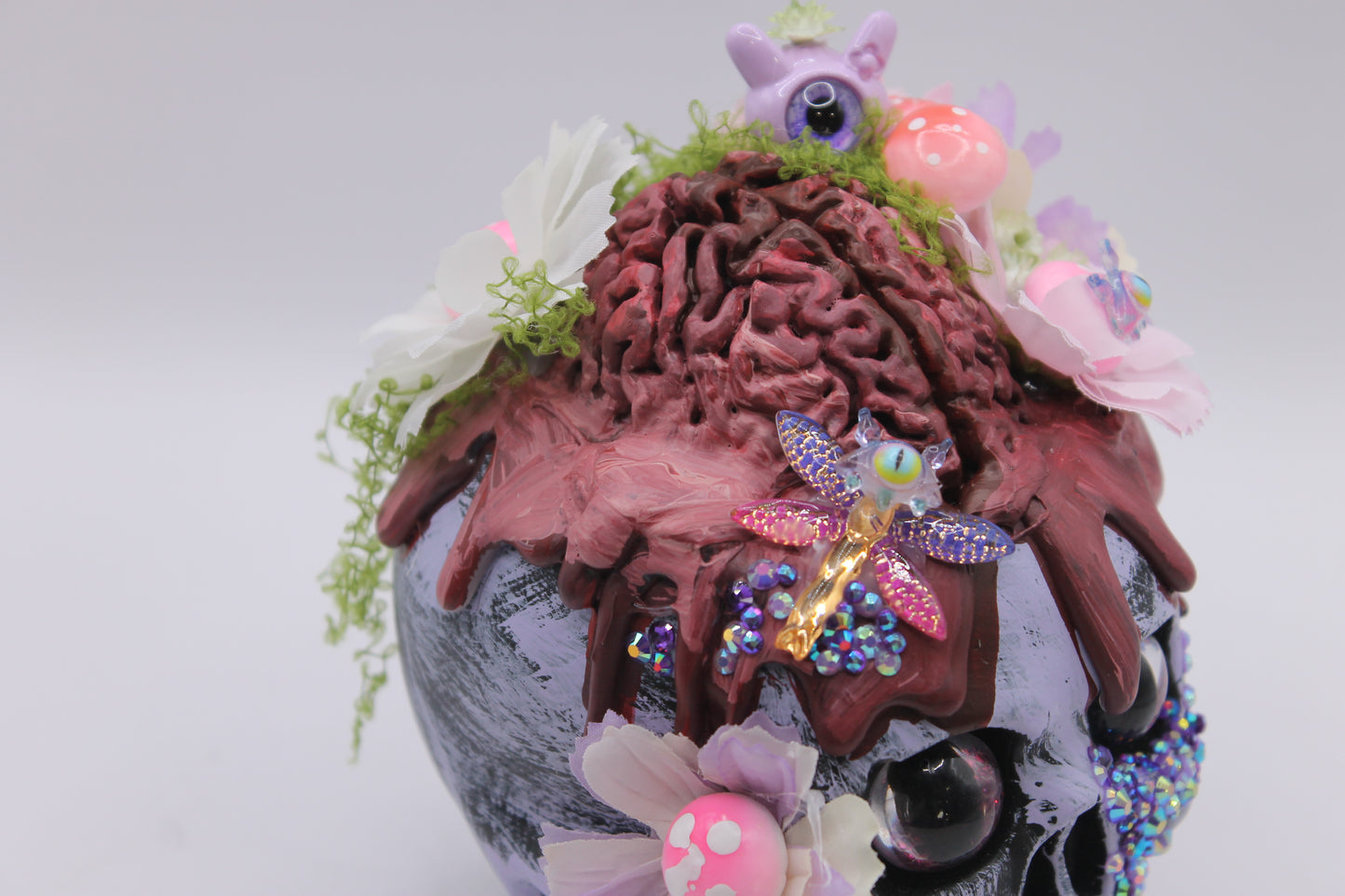 Petals & Gray Matter Skull Macabre Decor