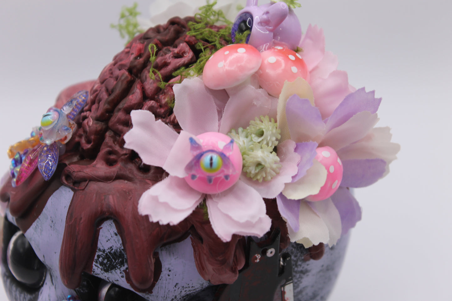 Petals & Gray Matter Skull Macabre Decor