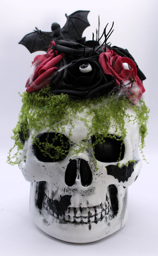 Bat Flower spooky Skull Decor