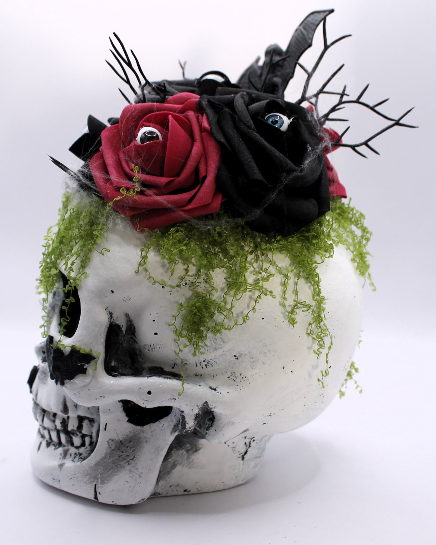Bat Flower spooky Skull Decor