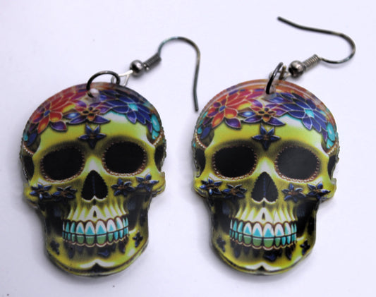 Yellow Floral Skull