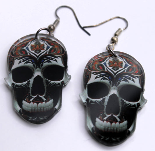 Orange Patterned Shadow Skull