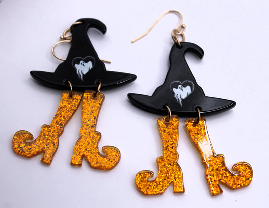 Orange and Black Witchy Boots