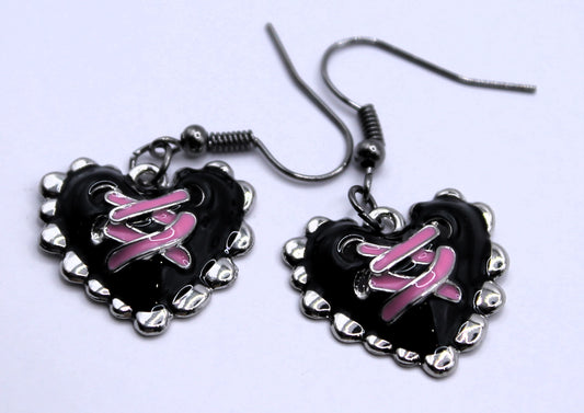 Black and Pink Laced Heart