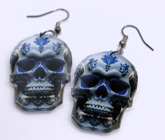Blue Patterned Skull