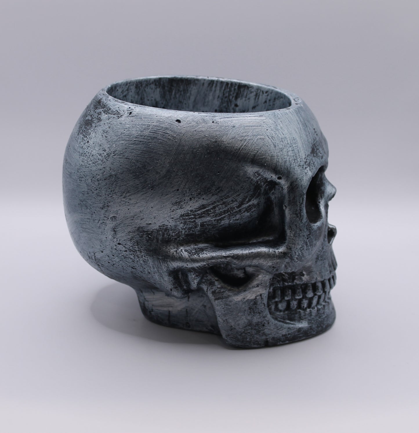 Metallic silver Hollow Skull Planter
