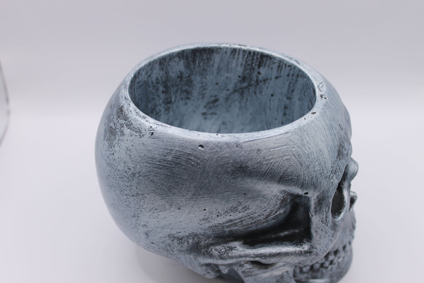 Metallic silver Hollow Skull Planter