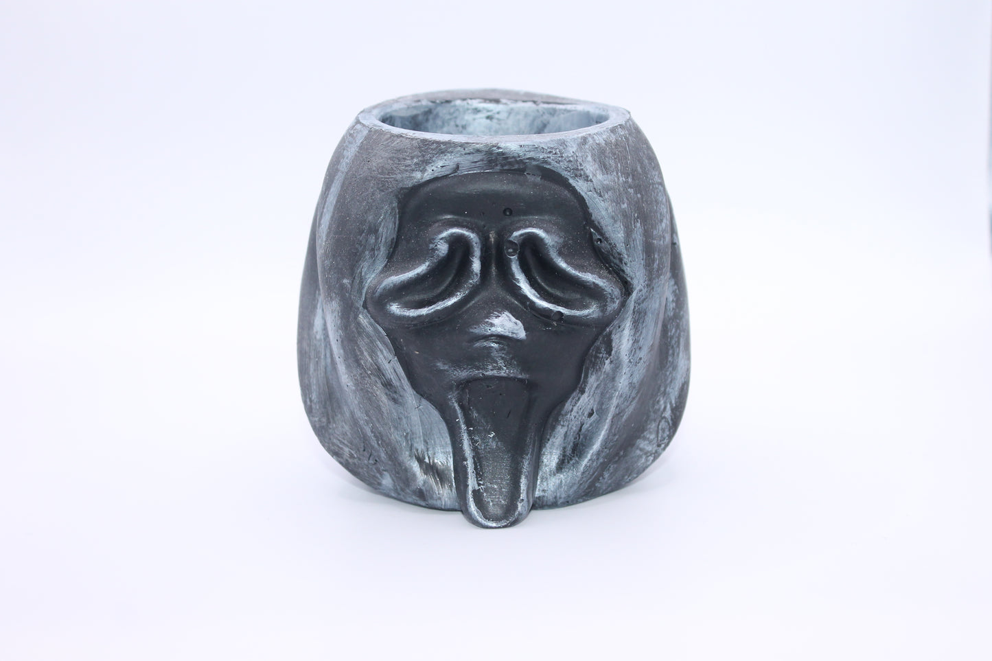 Metallic Silver Ghost Face Planter