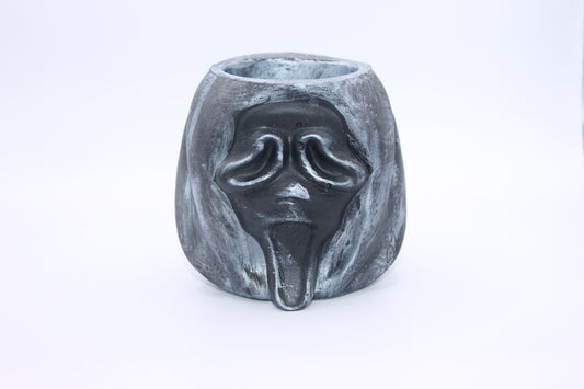 Metallic Silver Ghost Face Planter