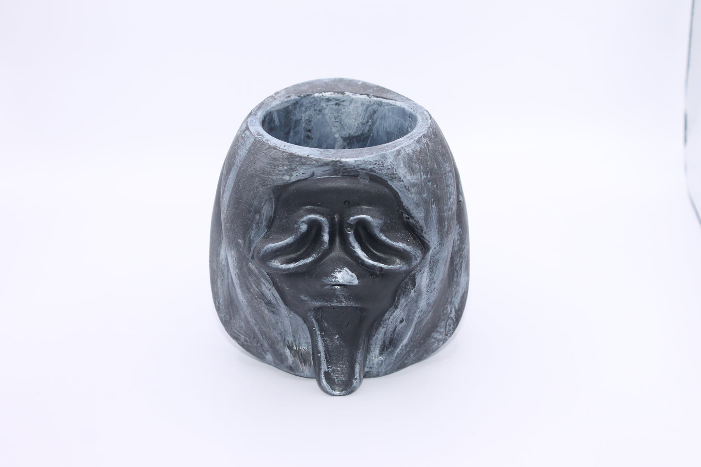 Metallic Silver Ghost Face Planter