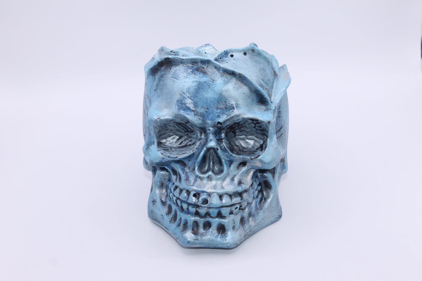 Icy Blue Chill Dreadful Elegance Skull Planter