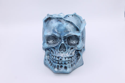 Icy Blue Chill Dreadful Elegance Skull Planter
