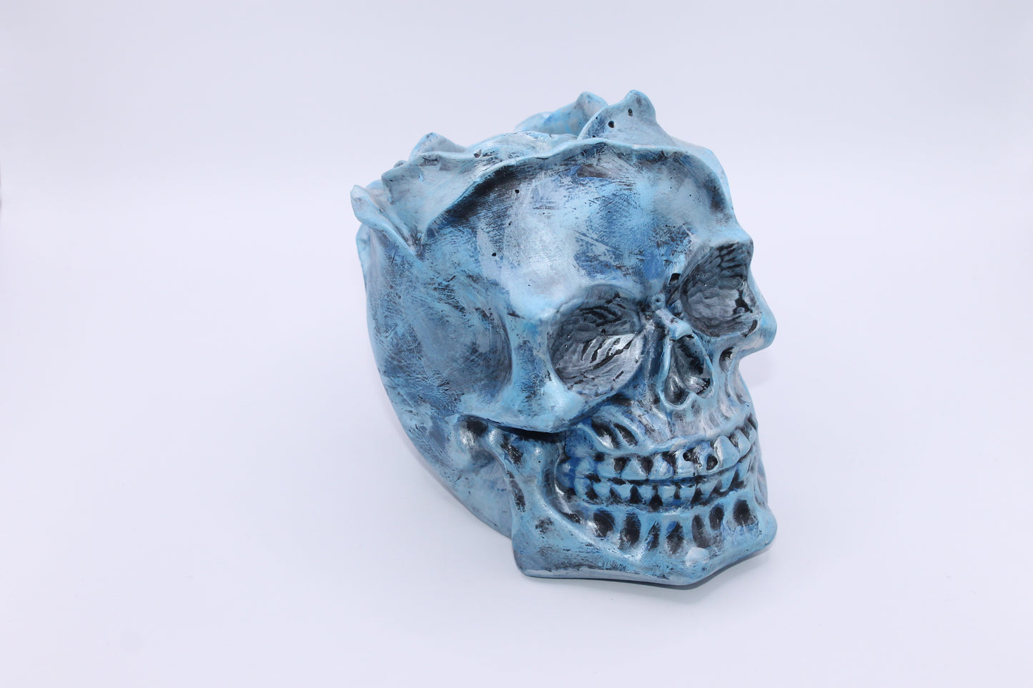 Icy Blue Chill Dreadful Elegance Skull Planter