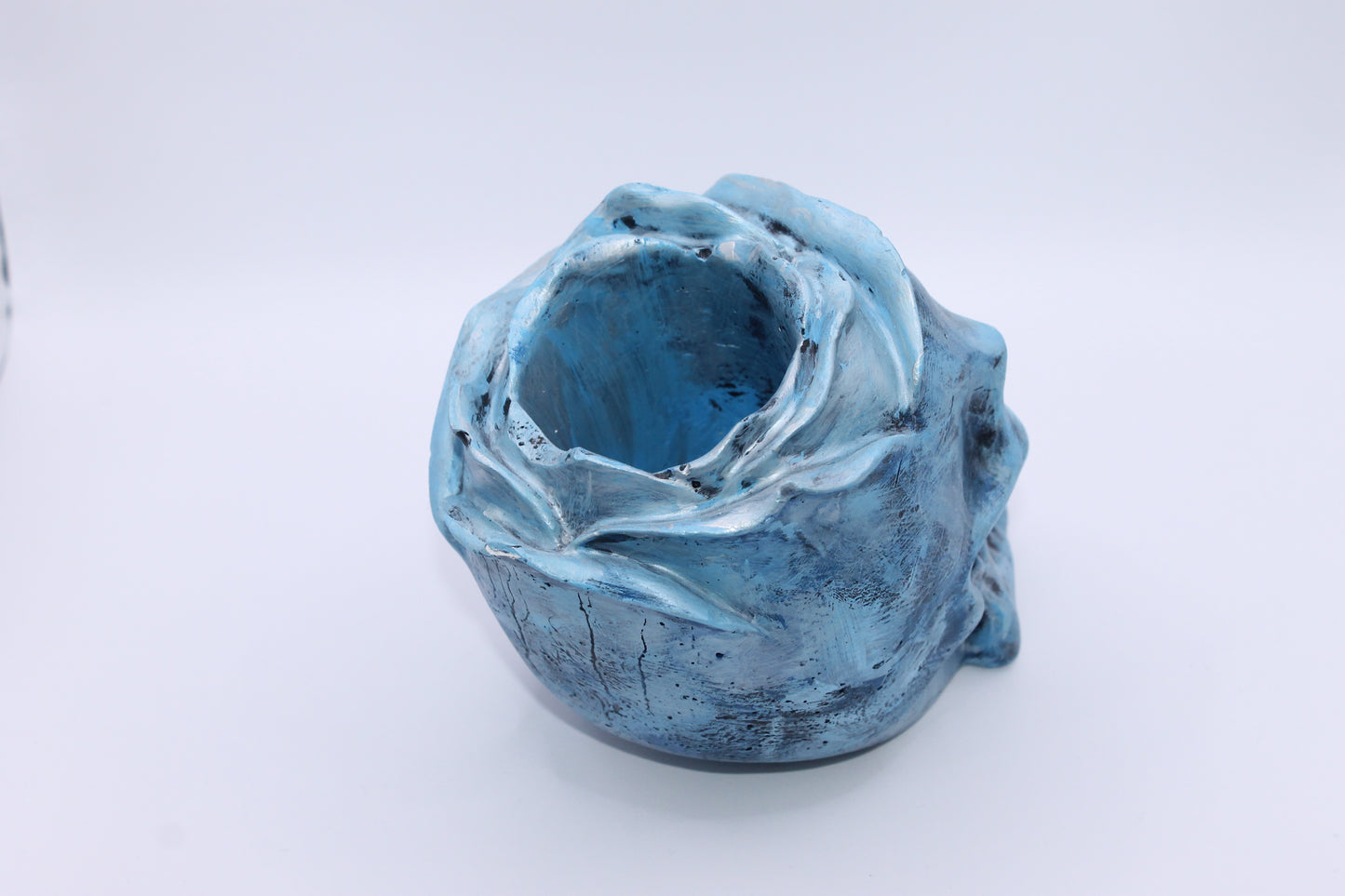 Icy Blue Chill Dreadful Elegance Skull Planter