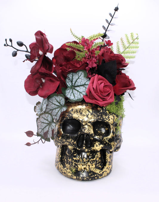 Golden Decay Skull Decor