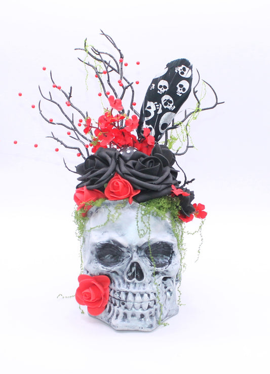 Blood Rose Ritual Skull Decor