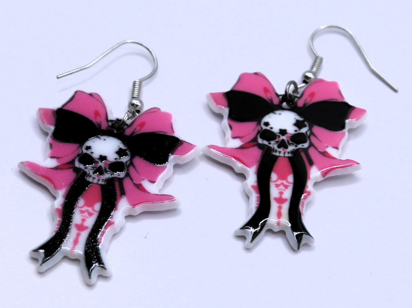 Pink and Black Skull Bow