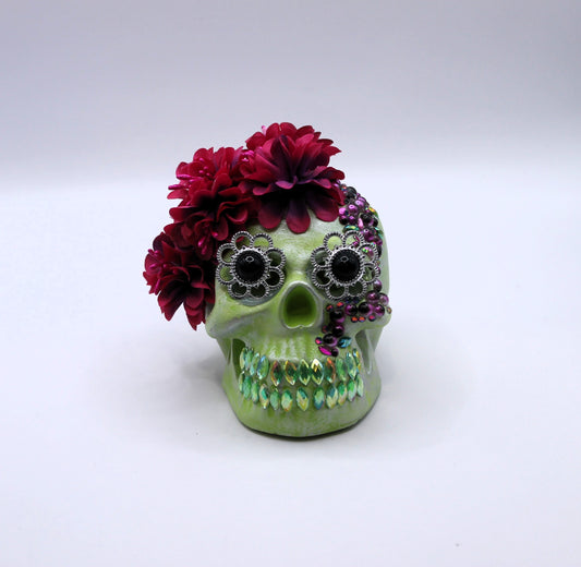Green Bloom to Doom Skull decor